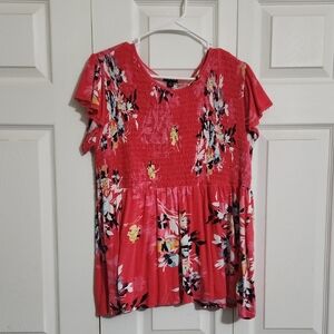 Torrid Red Floral Blouse